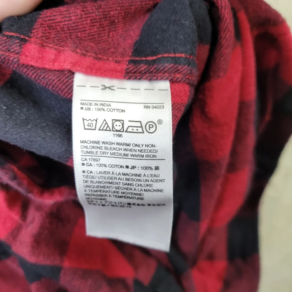 Banana Republic Standard Fit Shirt Men L Red Buffalo Check Long Sleeve Button Up